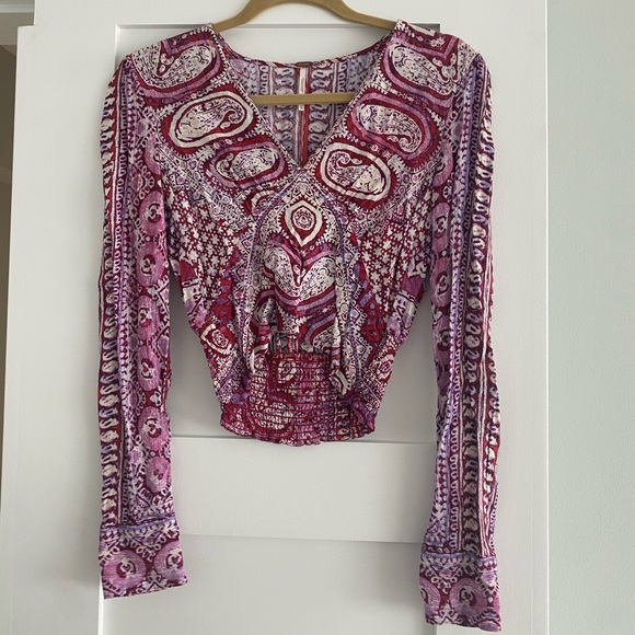 Tops - Free People Blouse (pink multi colored)